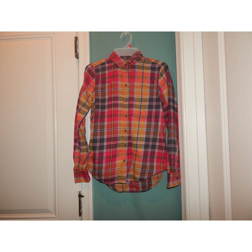 SO Cozy Flannel Women’s Junior’s XS Pink Multicolor Cotton Button Front Shirt